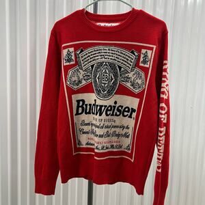 ✔️Budweiser King Of Beers Holiday Red Crew Neck Sweater Size Medium